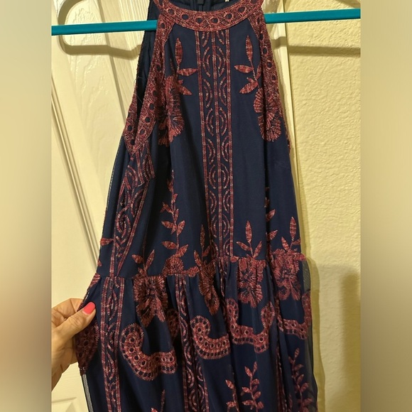 Altar’d State Onawei Embroidered Maxi Dress Plum Halter Blue Red. Great shape - Picture 4 of 8